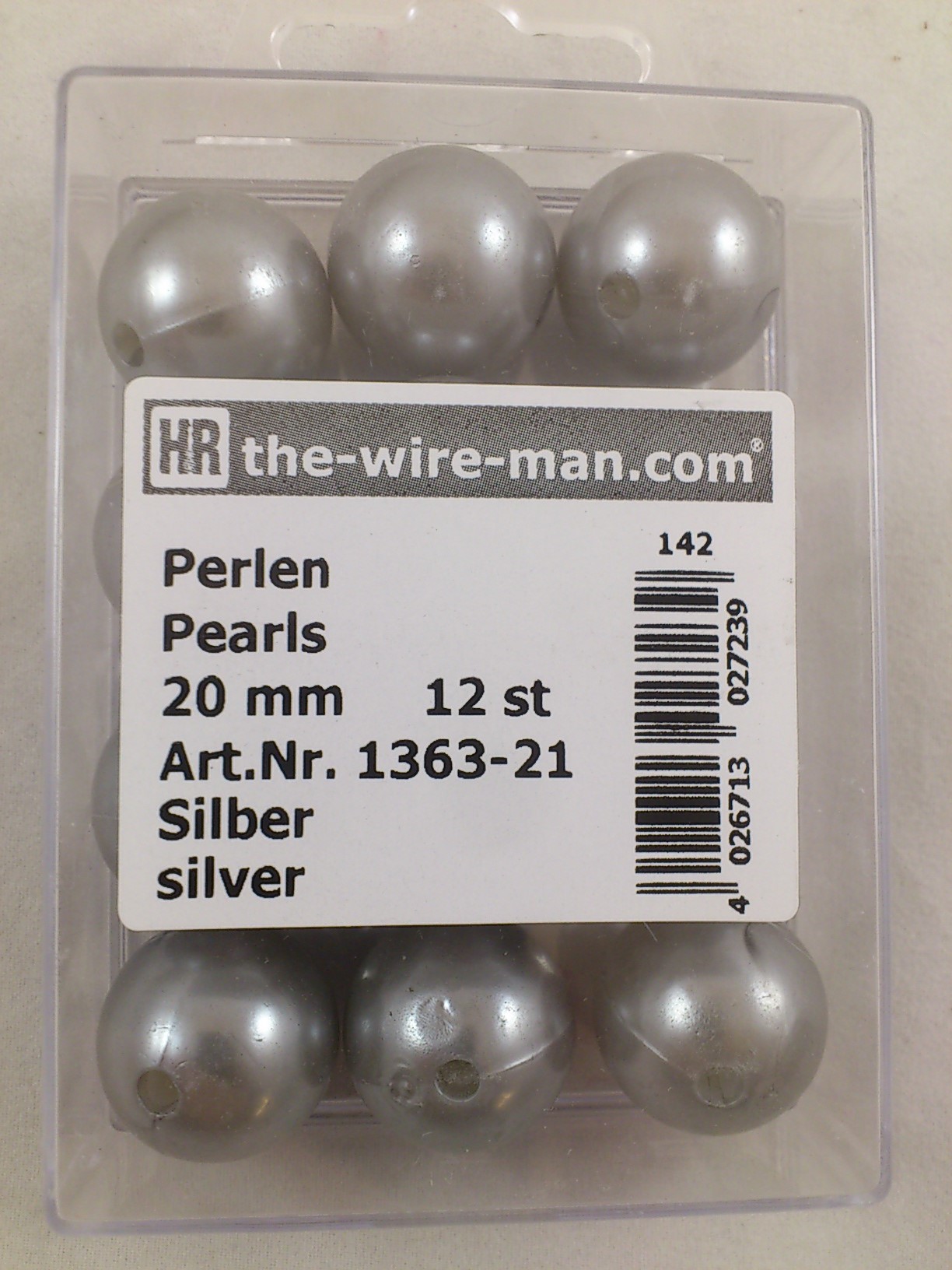 Perlen Silber 20 mm. 12 st.